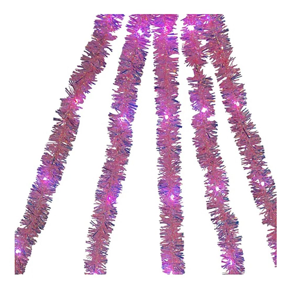 Pink Iridescent Tinsel Cascade Led Light Set Strands