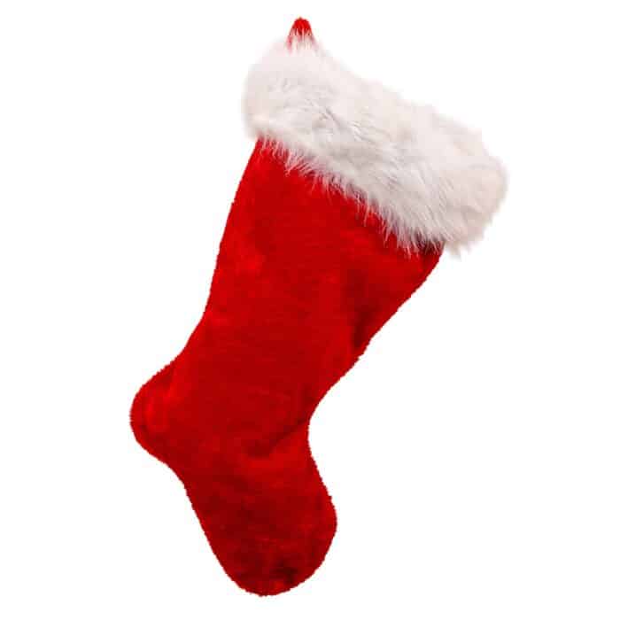 Red with White Faux Rabbit Fur Cuff Stocking