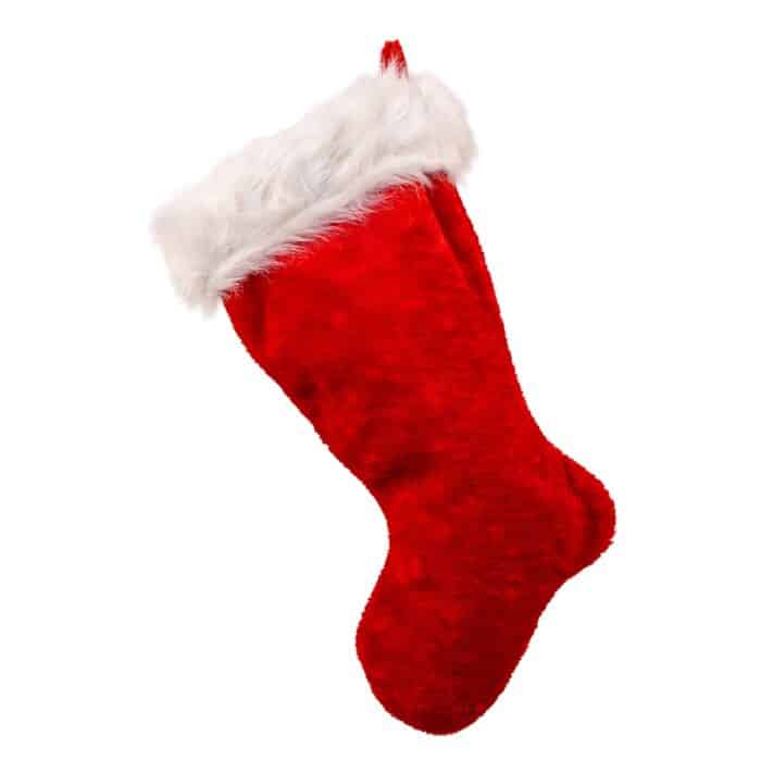 Red with White Faux Rabbit Fur Cuff Stocking Back