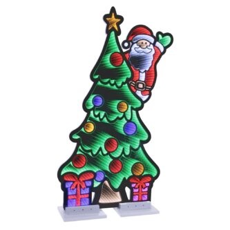 Santa With Tree Infinity Lit Decor