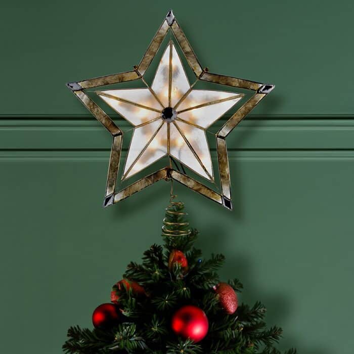 Smoke Capiz Shell Star Tree Topper Glam