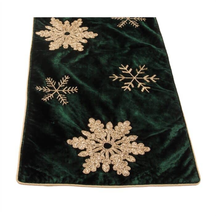 Snowflake Gold Bead Table Runner Close Up