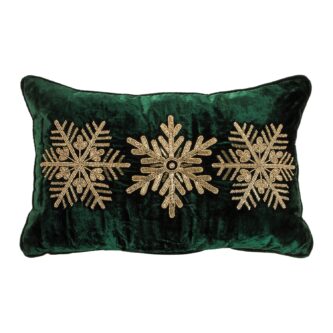 Snowflake Gold Beaded Pillow