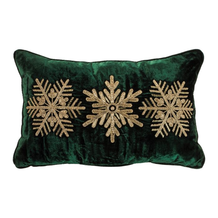 Snowflake Gold Beaded Pillow