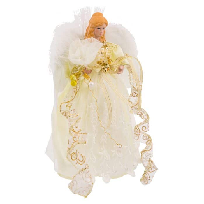 Swirl Ribbon Fiber Optic Angel Tree Topper Half Side View