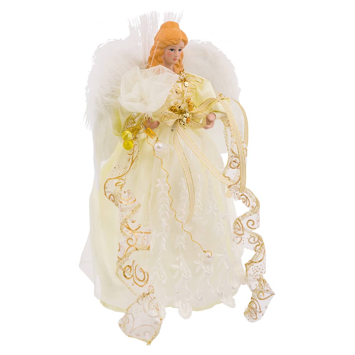 Swirl Ribbon Fiber Optic Angel Tree Topper Half Side View