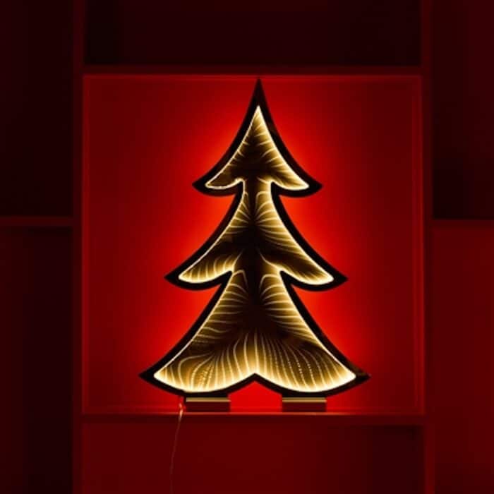 Three Tier Pine Tree Infinity Lit Decor Large Glam