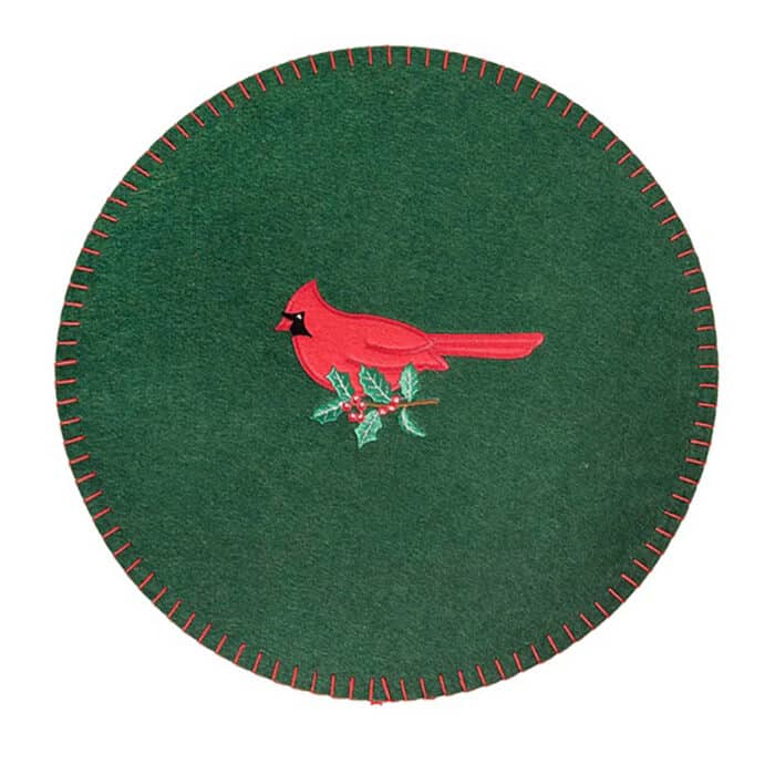 Cardinal Holly Felt Placemat Round