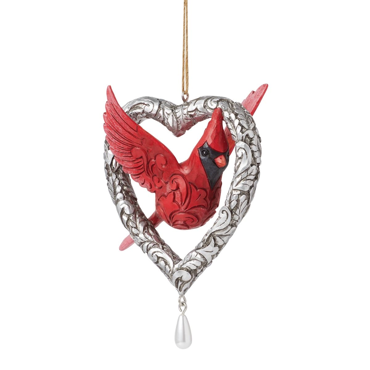 Caring Cardinal Heart Ornament by Jim Shore Turned