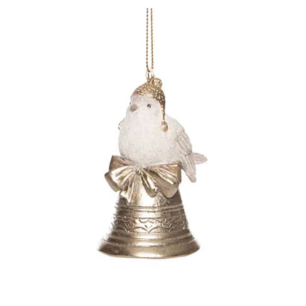 Champagne  White Bird Bell Ornament