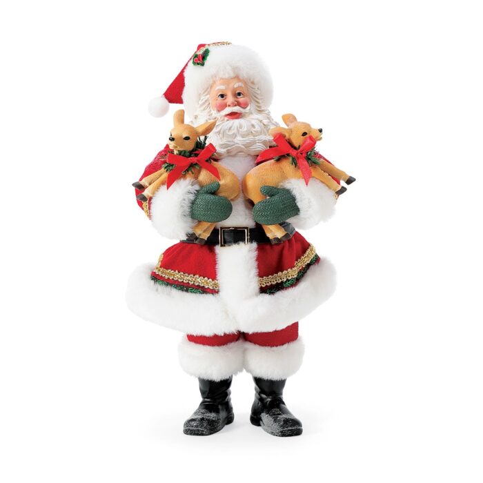 Double Deer Santa Figurine