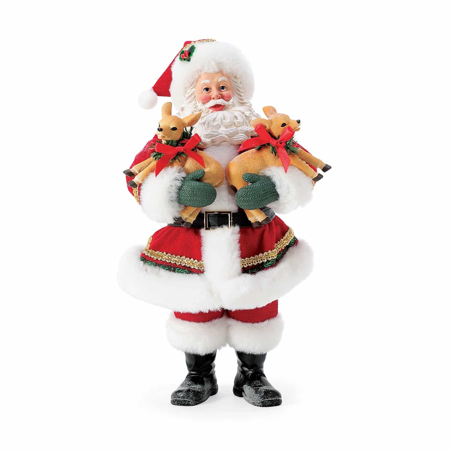 Double Deer Santa Figurine