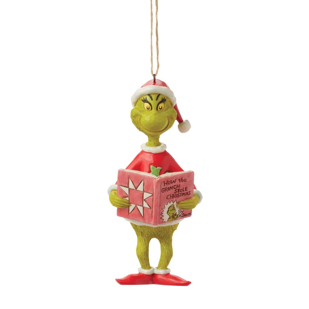 Grinch with Book Ornament by Jim Shore