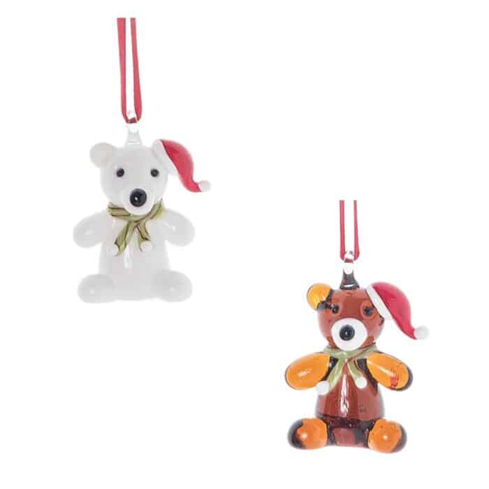 Santa Hat Teddy Bear Ornament