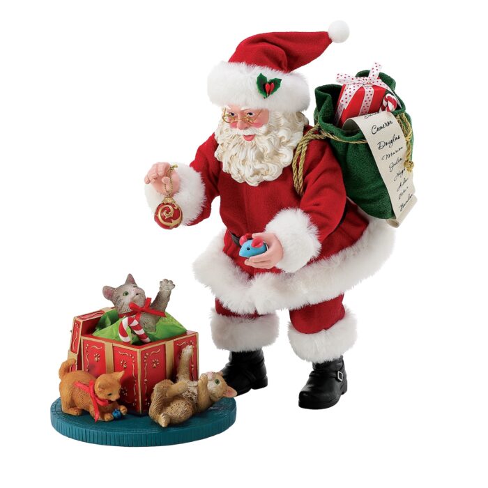 Whiskering You a Merry Christmas Santa Figurine