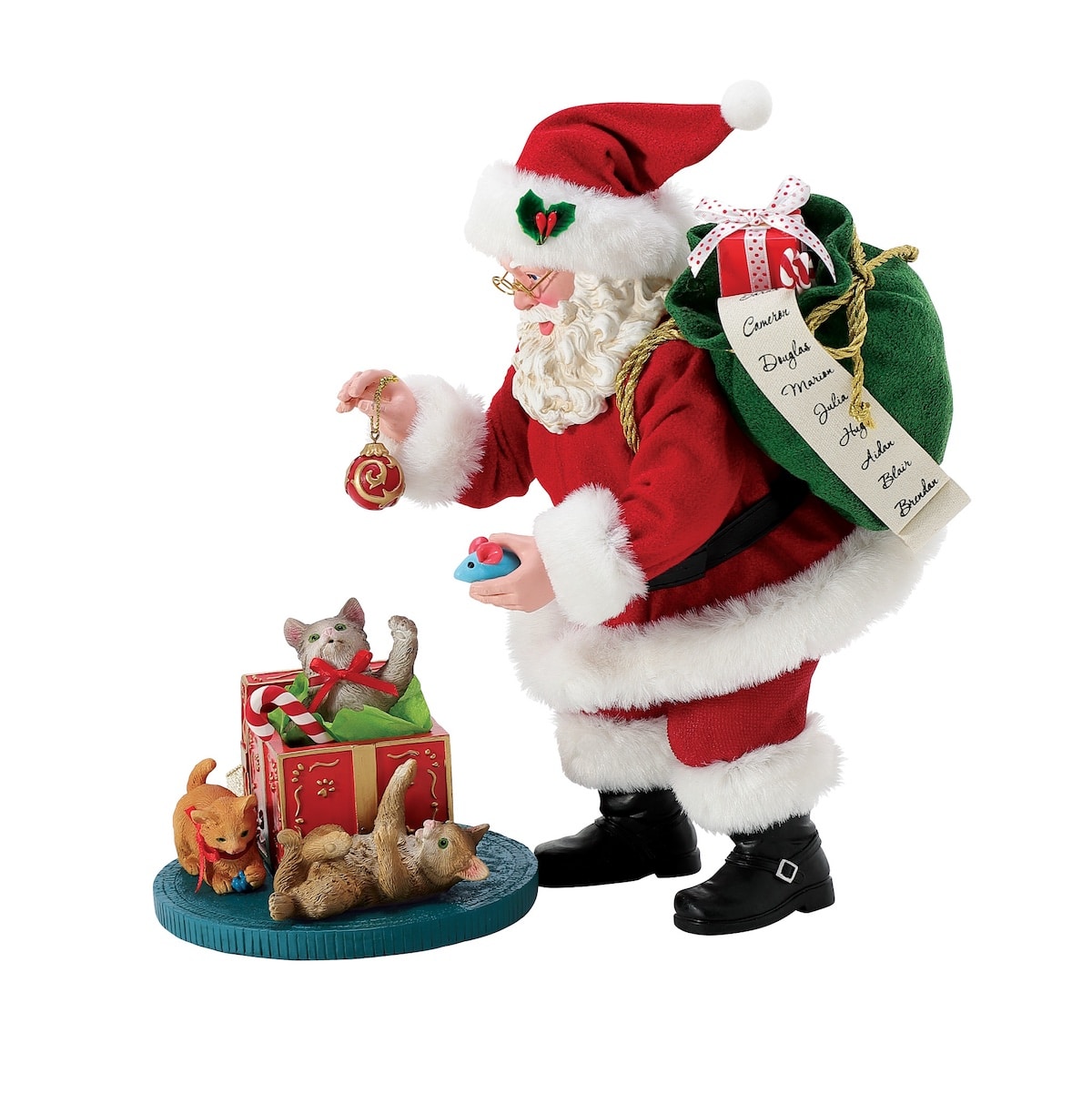 Whiskering You a Merry Christmas Santa Figurine Side Two