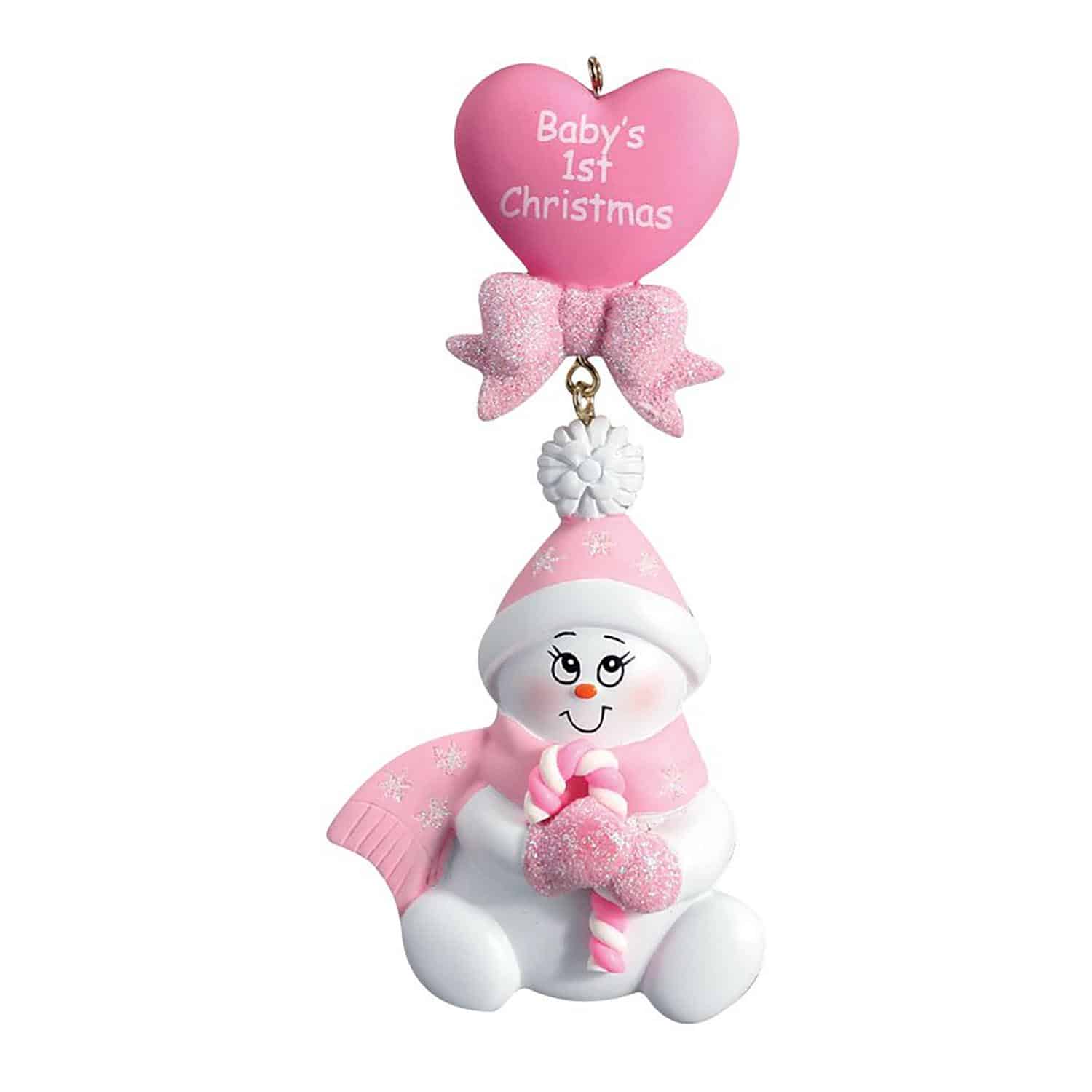 Baby Holding Candy Cane Ornament Personalized Pink