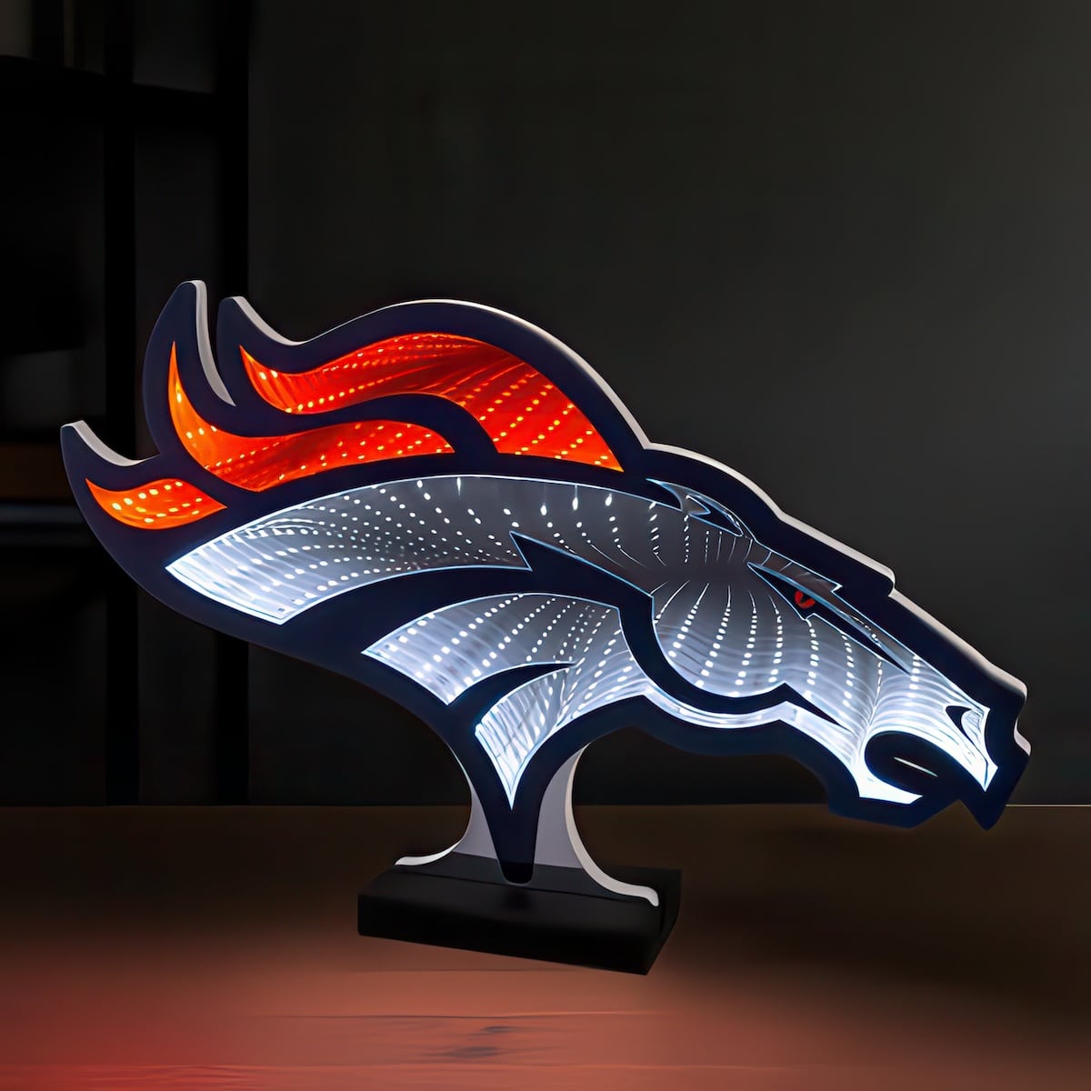 Denver Broncos Logo Infinity Lit Decor Dark Lit