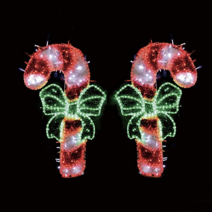 Festive Led Candy Cane Set Lit Decor
