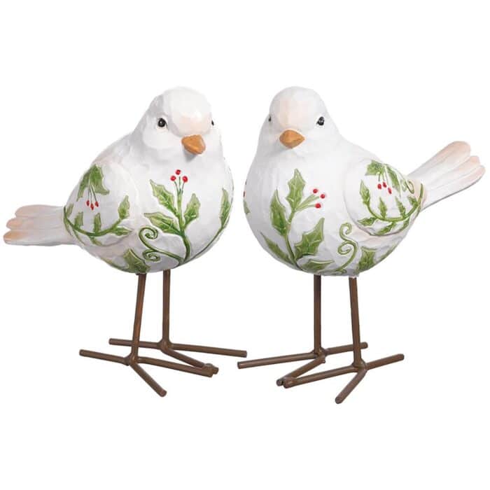 Holly Bird Pair Figurine