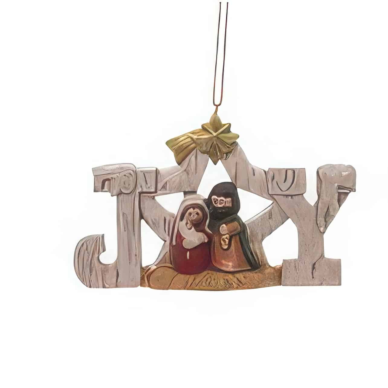 Joy Hope Noel Holy Family Ornament Joy