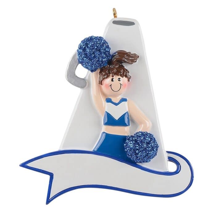 Megaphone Cheerleader Ornament Personalized Blue Brown