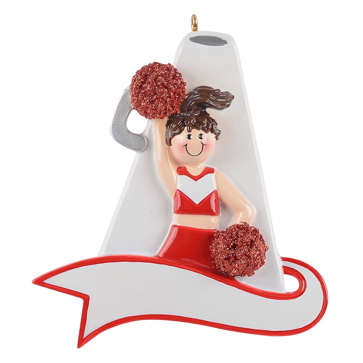 Megaphone Cheerleader Ornament Personalized Red Brown