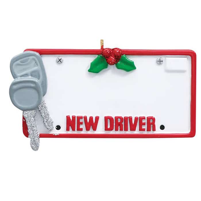 New Driver Holiday License Plate Ornament Personalize