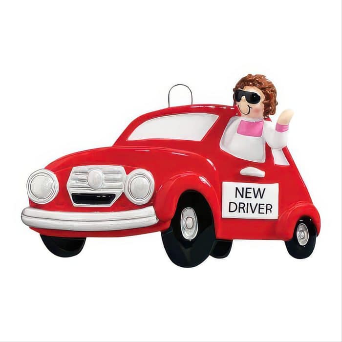 New Driver Red or Blue Car Ornament Personalize Red