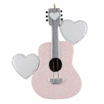 Pink Glitter Guitar Ornament Personalize