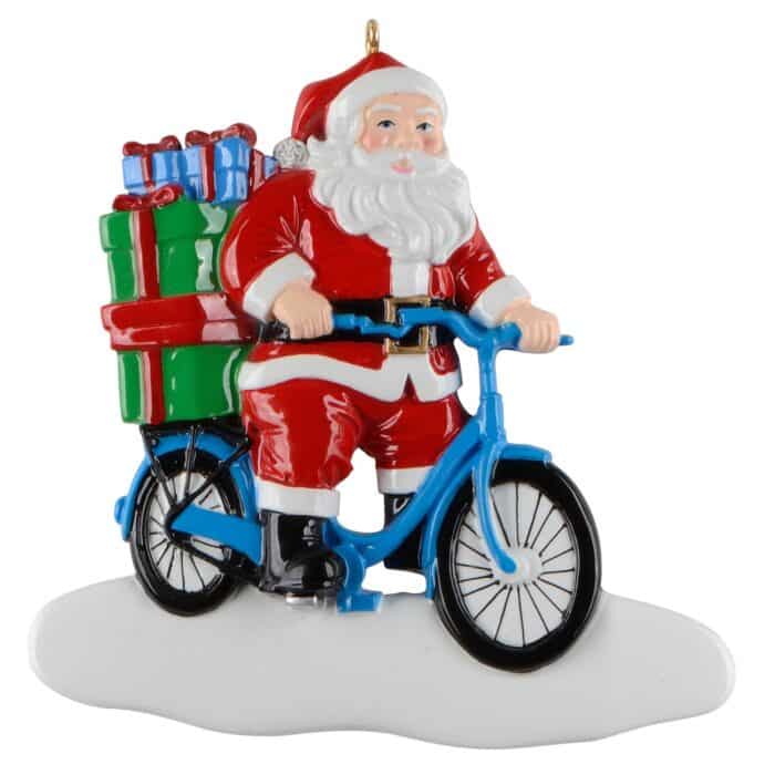 Santa on His Wheels Ornament Personalized