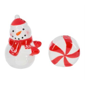 Snowman Peppermint Salt & Pepper Shakers