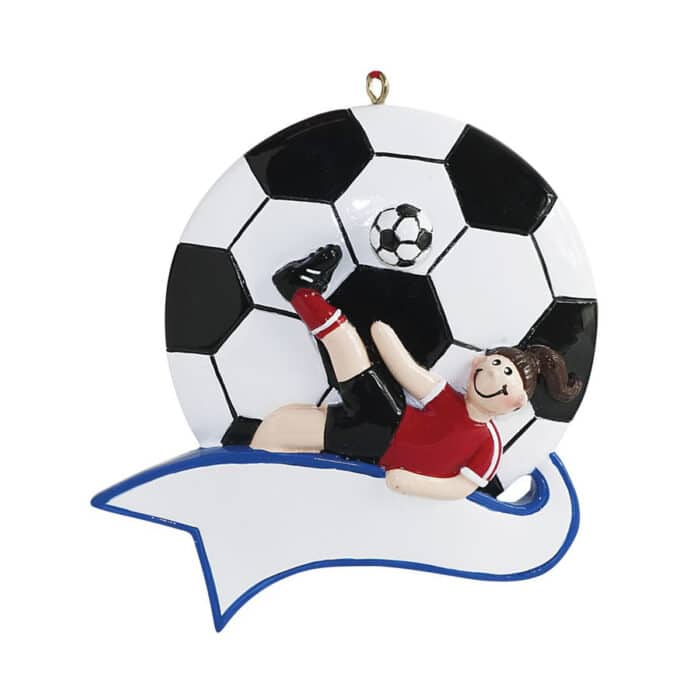 Soccer Ball Kicker Ornament Personalize Ponytail
