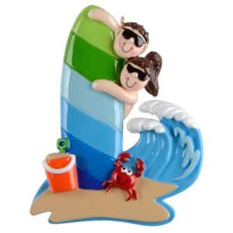 Surf Board Couple Ornament