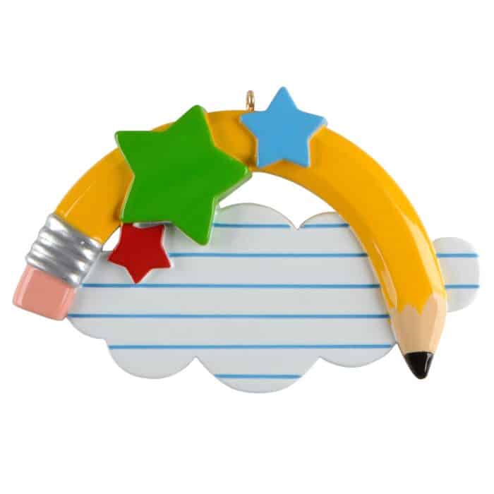 Teacher Pencil Rainbow Personalized Ornament