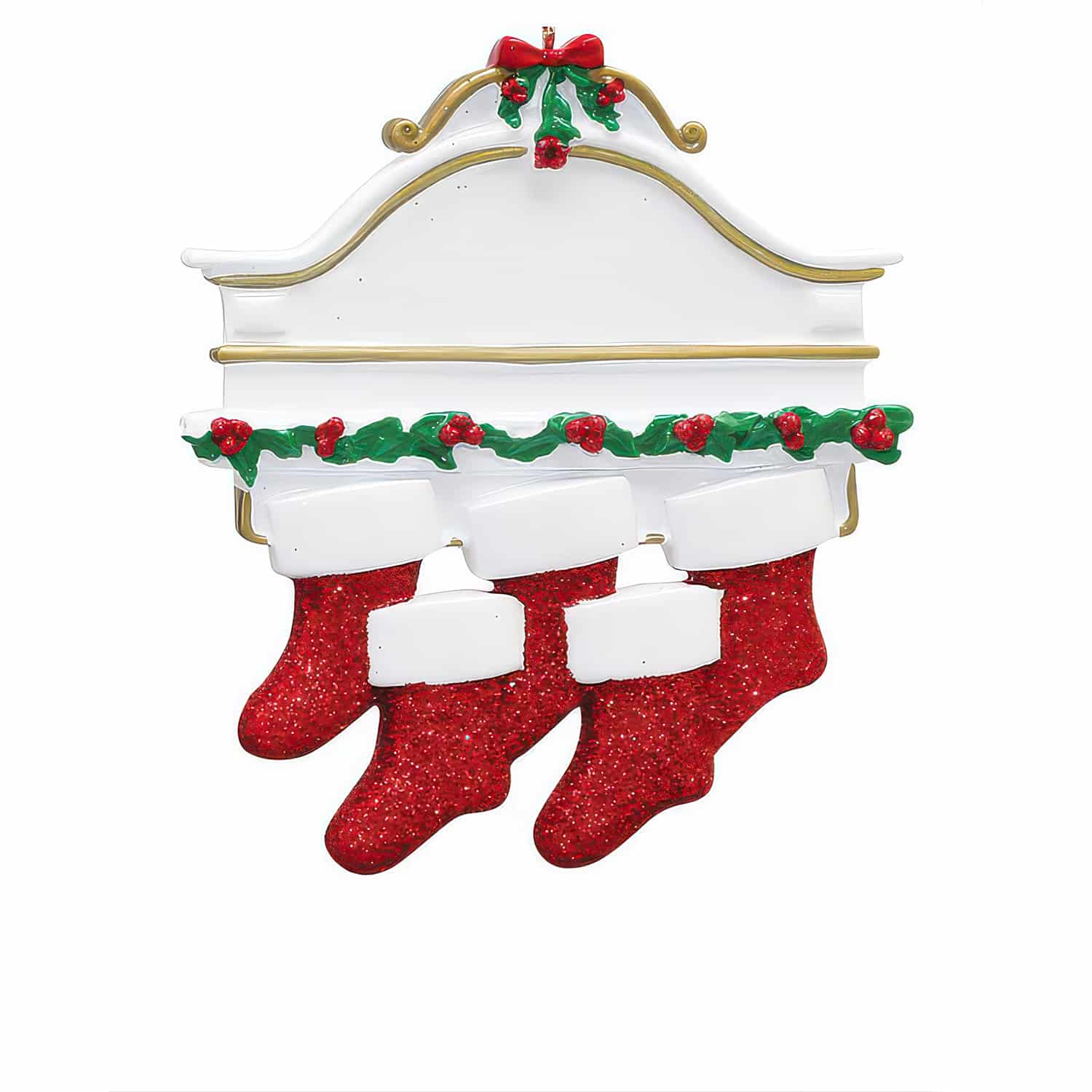 White Mantle Family Ornament Personalized Five