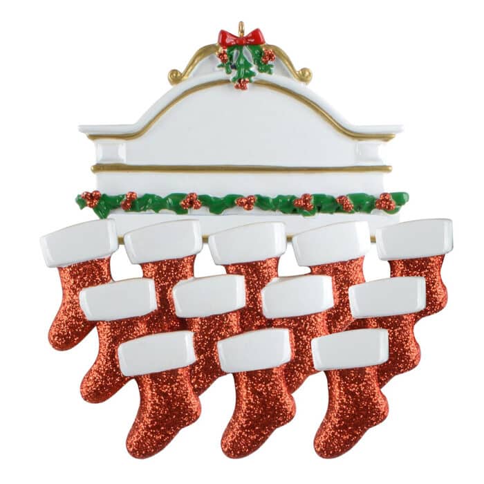 White Mantle Large Family Ornament Personalized Twelve