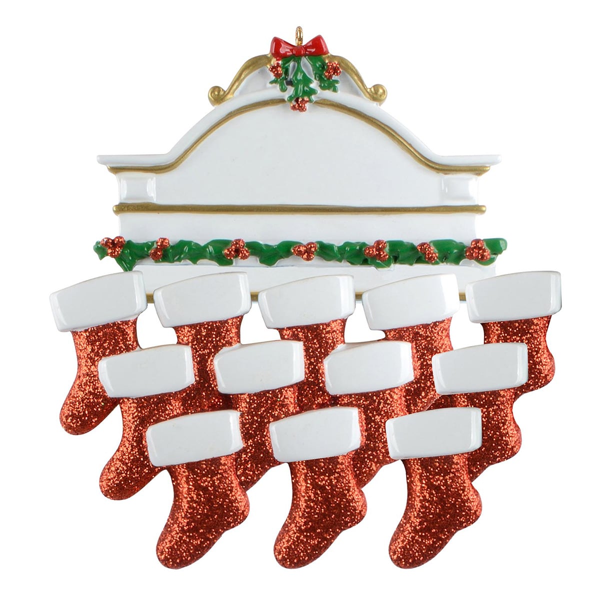 White Mantle Large Family Ornament Personalized Twelve