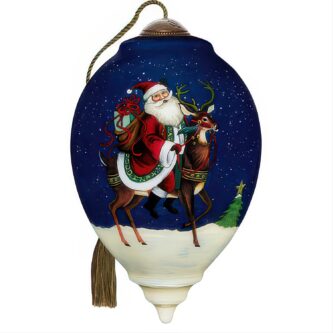Santa Riding A Reindeer NeQwa Art® Ornament