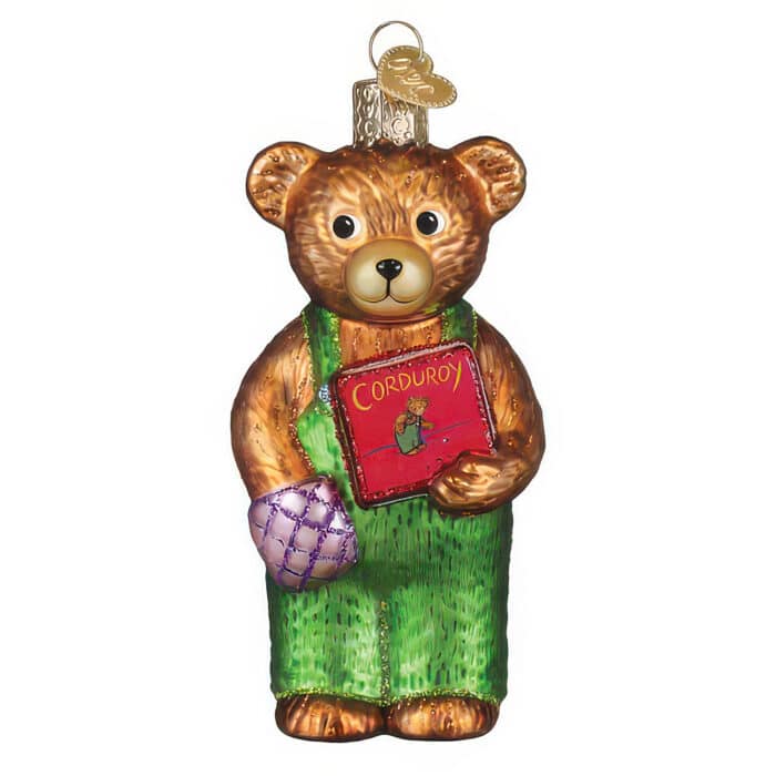 Corduroy Holding Book Ornament by Old World Christmas Book