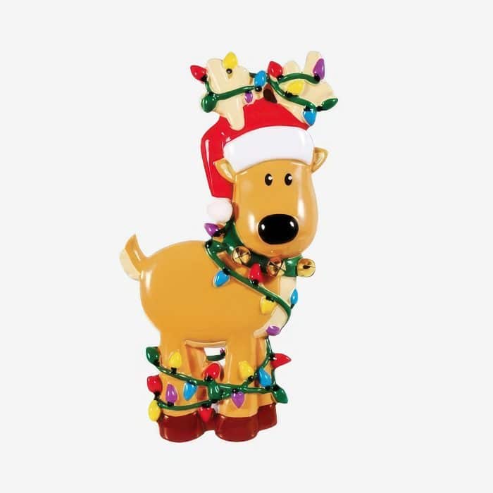 Deer in the Christmas Lights Ornament Personalized