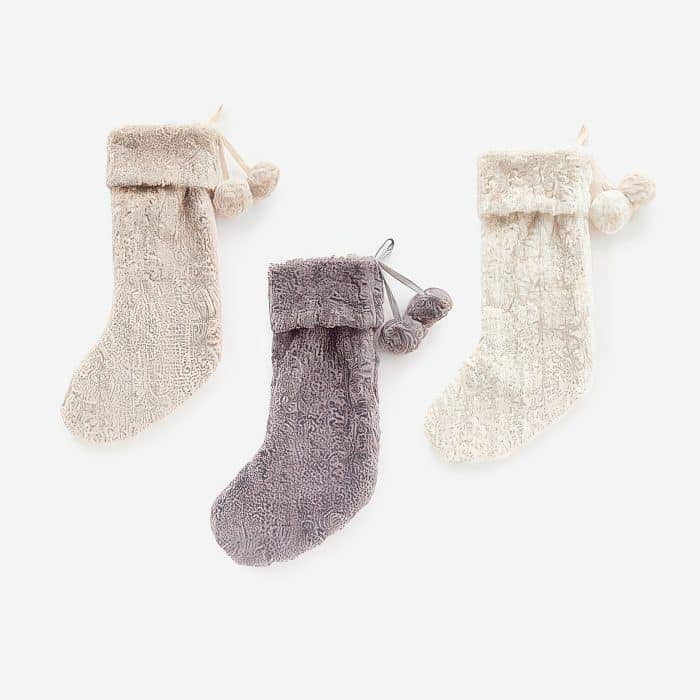 Fluffy Faux Fur Pom Pom Stocking