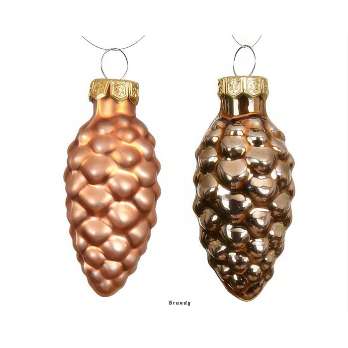 Matt and Shiny Pinecone Ornament Set Brandy Pinecones