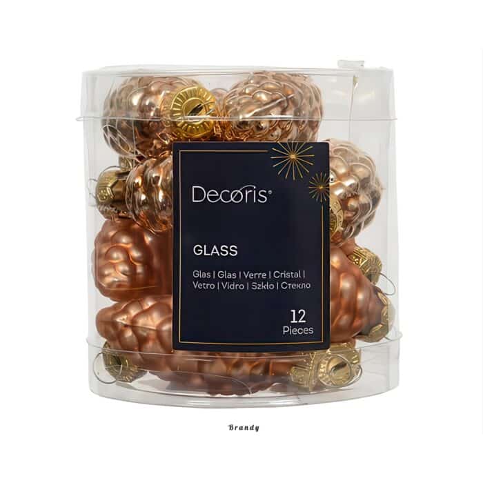 Matt and Shiny Pinecone Ornament Set Brandy Tube