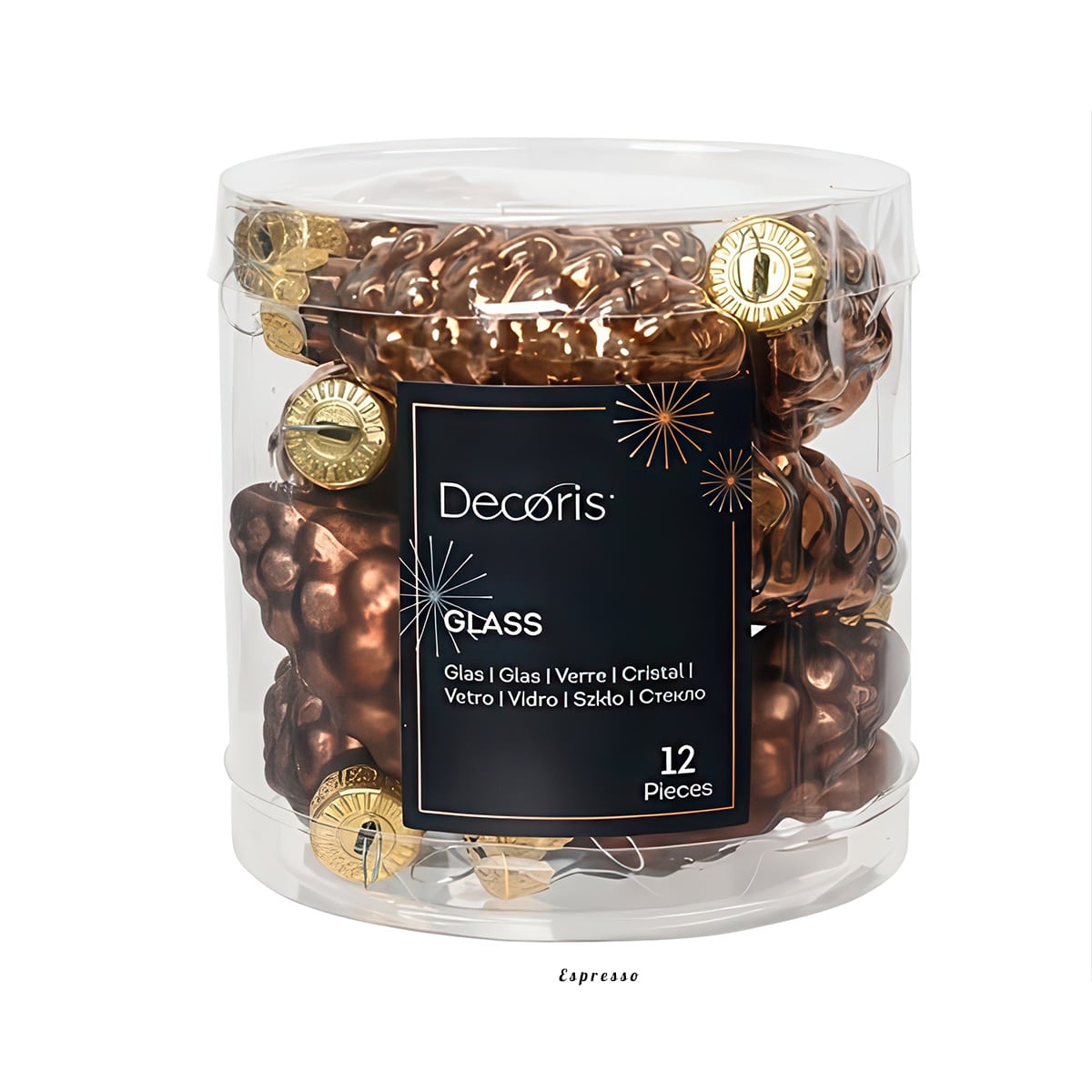 Matt and Shiny Pinecone Ornament Set Espresso Tube