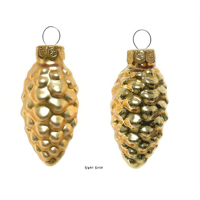 Matt and Shiny Pinecone Ornament Set Light Gold