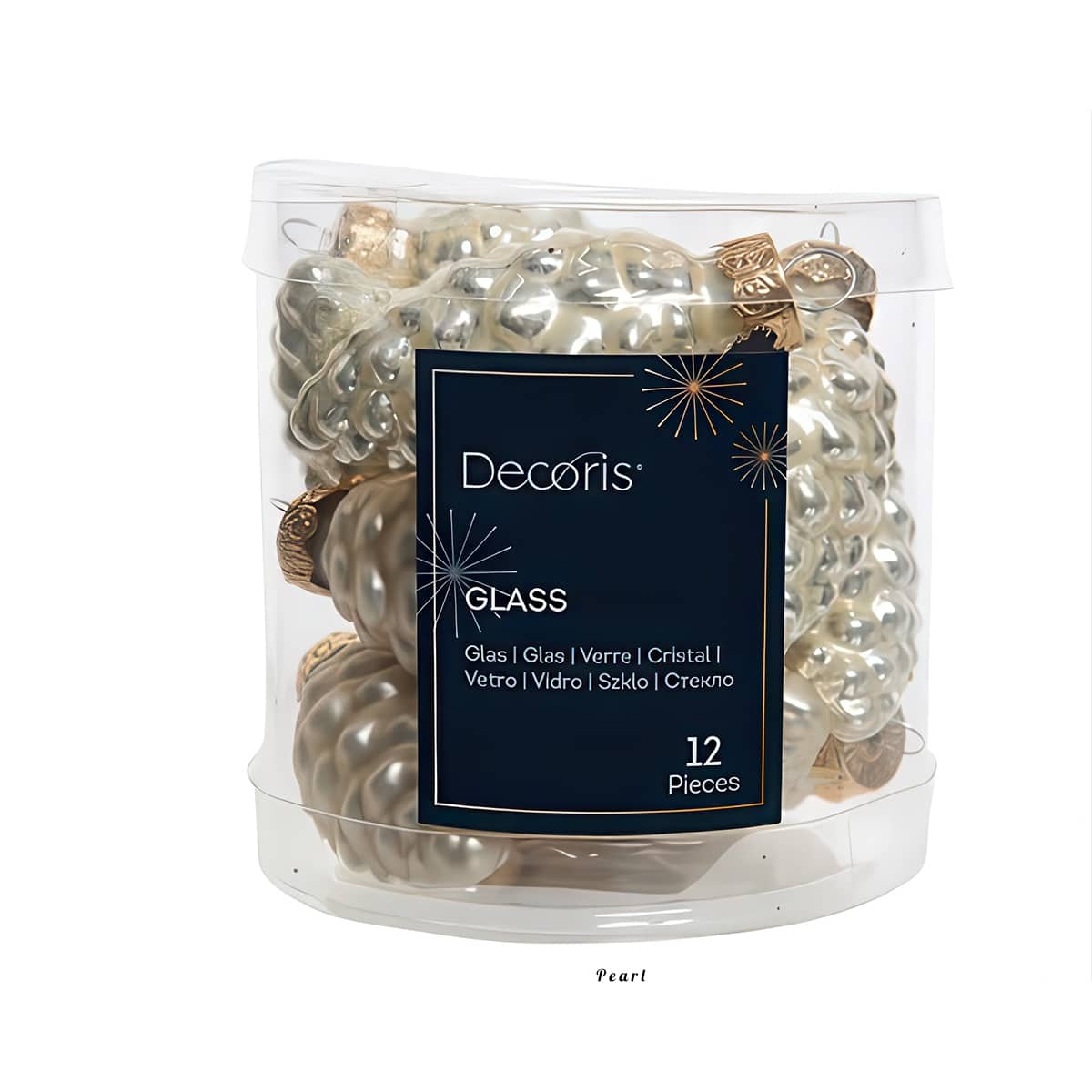 Matt and Shiny Pinecone Ornament Set Peart Tube