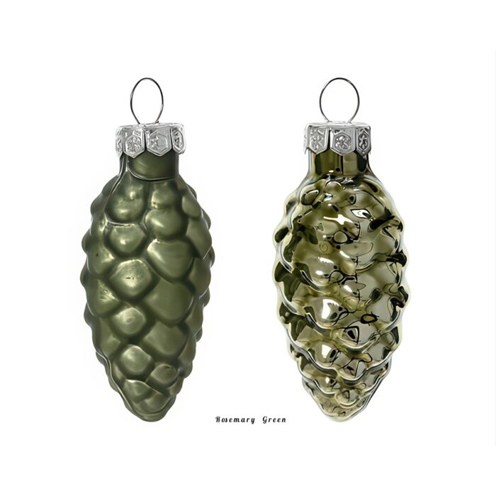 Matt and Shiny Pinecone Ornament Set Rosemary Green