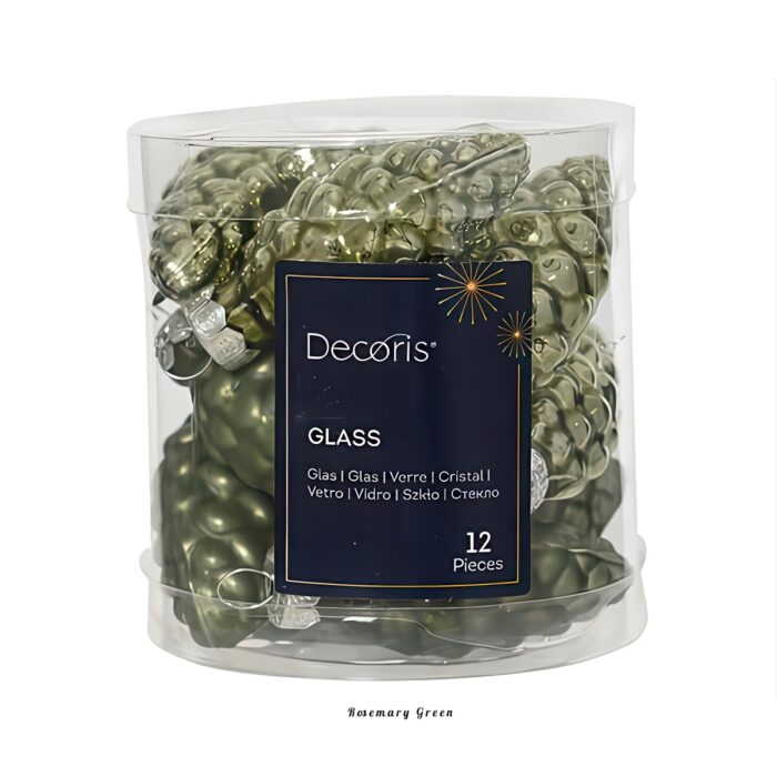 Matt and Shiny Pinecone Ornament Set Rosemary Green Tube
