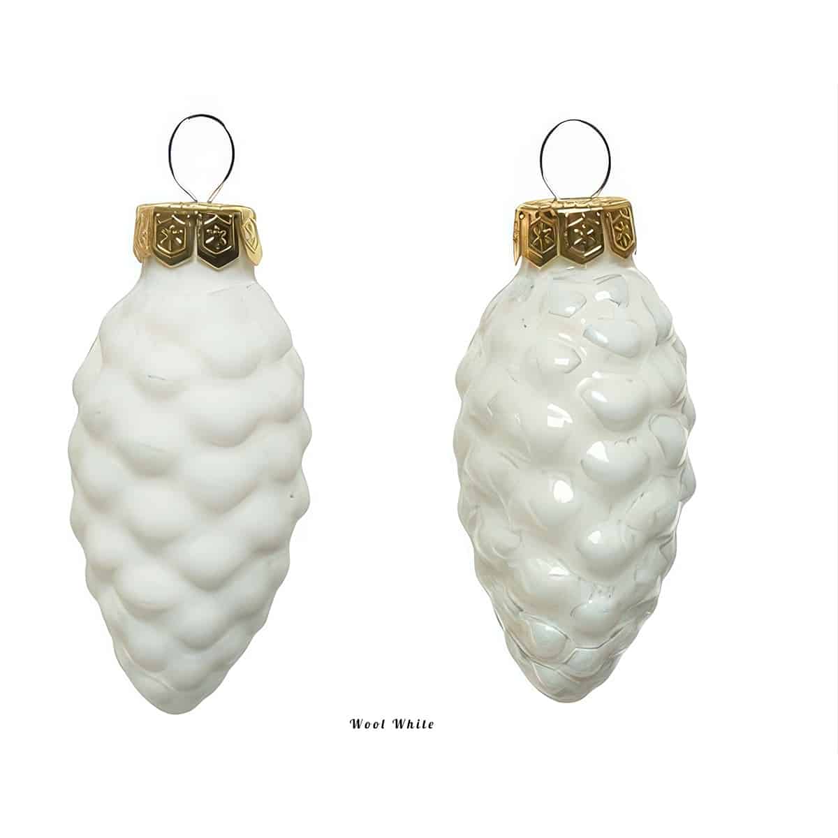 Matt and Shiny Pinecone Ornament Set Wool White